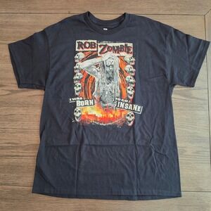 Rob Zombie Born To Go Insane Black Graphic T-Shirt Large NWT Licensed